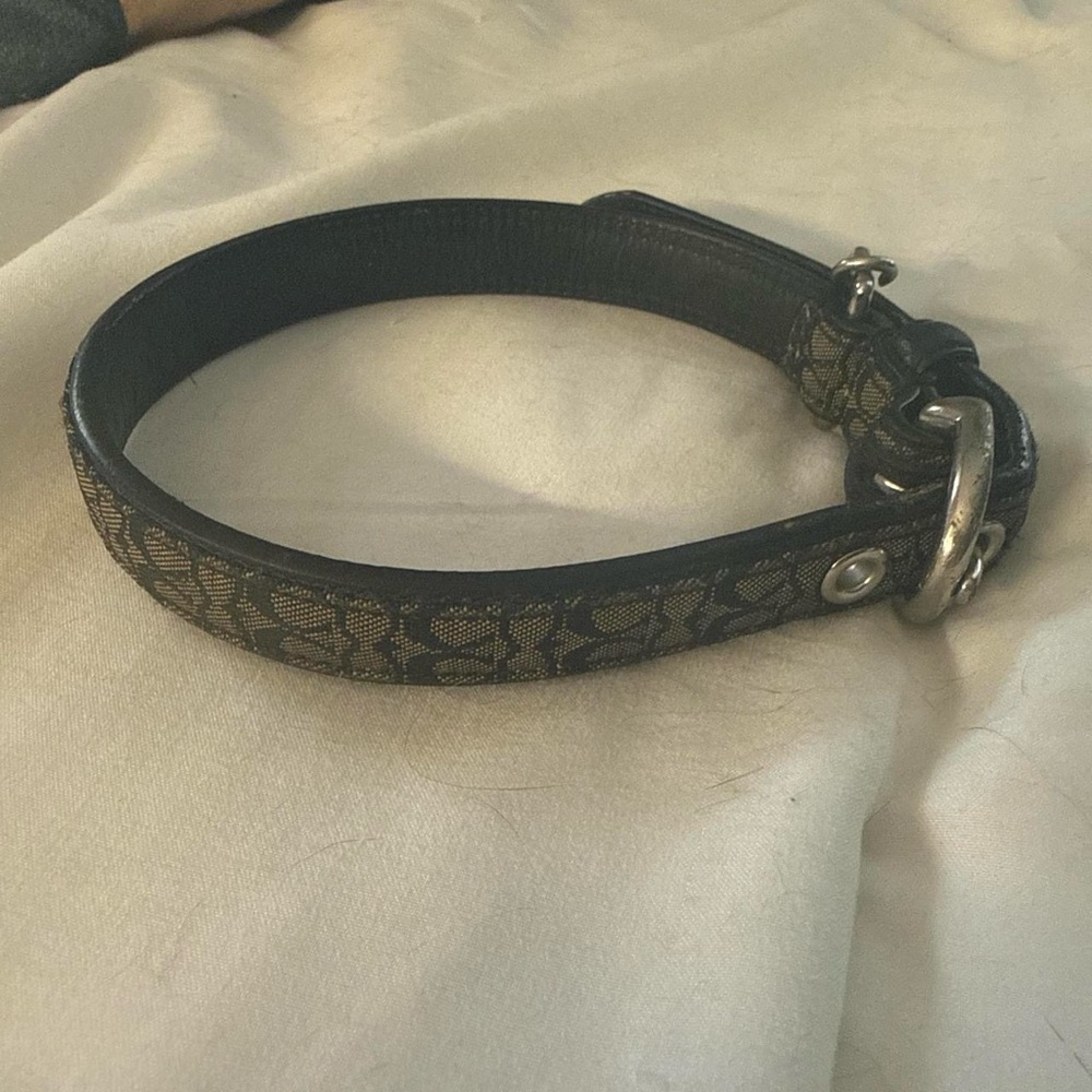 Vintage Coach Black Signature Logo Dog Collar